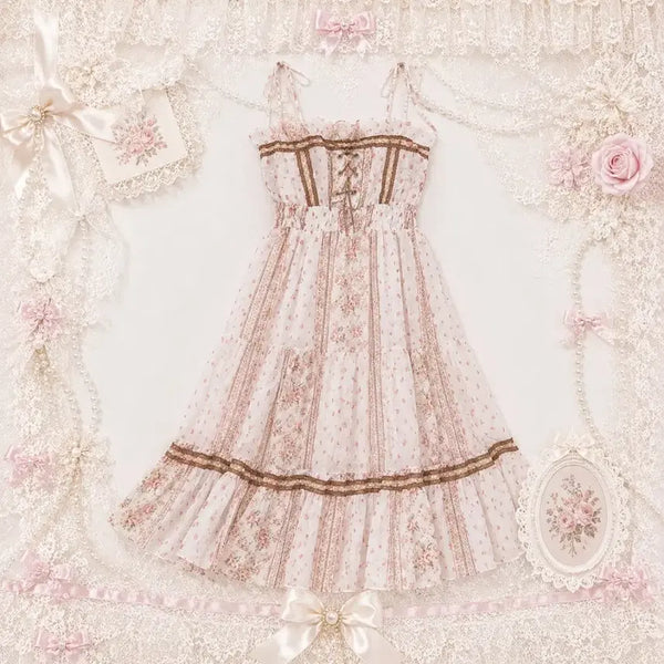 [BUNJANG] Vintage Strawberry Chocolate Long Dress - Liz Lisa Style / 빈티지 딸기초코 롱 원피스 리즈리사깔 라떼 갸루 히메 짜잔씨 오네 핀터깔