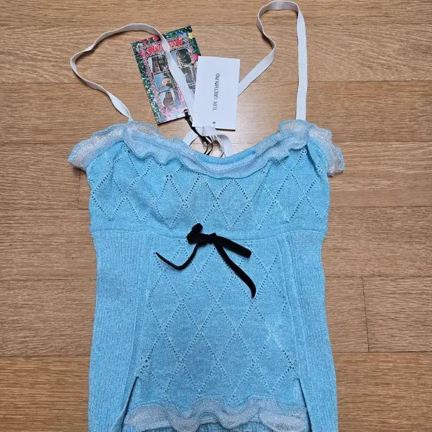 [BUNJANG] Cromio Sleeveless Knit Top Sky Blue / 새상품  꼬르미오 cromio 민소매 니트 하늘색