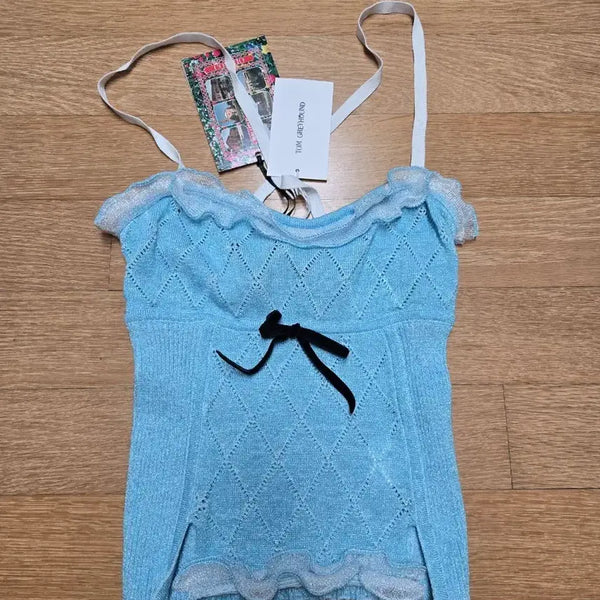 [BUNJANG] Cromio Sleeveless Knit Top Sky Blue / 새상품  꼬르미오 cromio 민소매 니트 하늘색