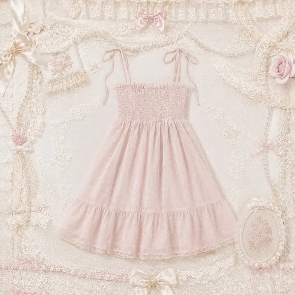 [BUNJANG] Vintage Polka Dot Lace Mini Dress / 빈티지 땡땡이 레이스 미니 원피스 라떼 갸루 히메 짜잔씨 오네 핀터깔