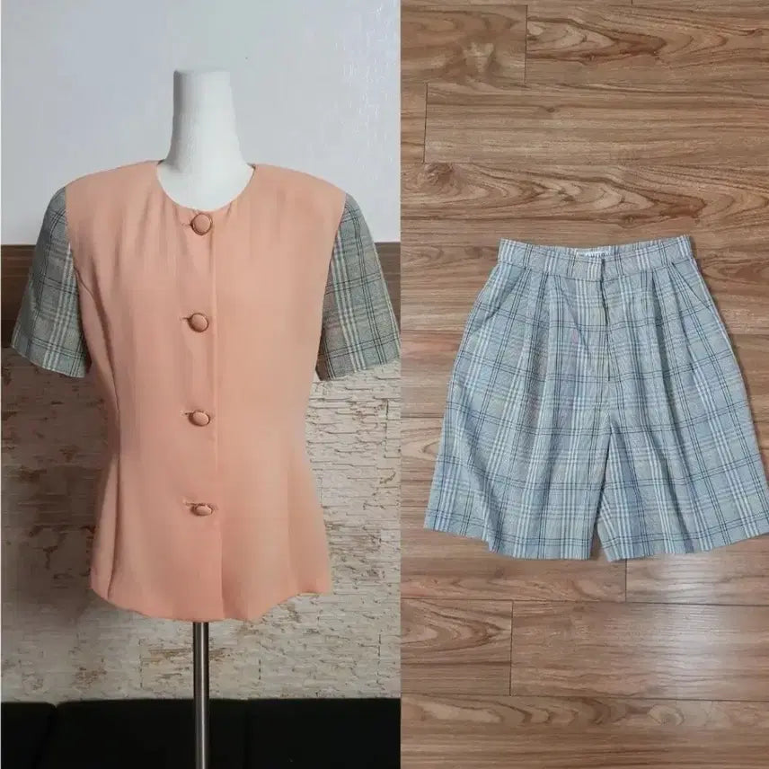 [BUNJANG] SJ LUCID Check Pattern Two-Piece Set / SJ LUCID 체크 패턴 투피스