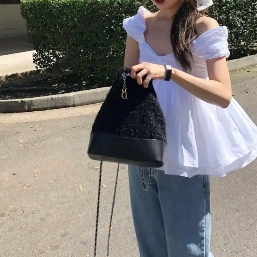 [BUNJANG] The Barnet Tweed Backpack Black / (무료배송, 거의 새상품) 더바넷 트위드 백팩 블랙