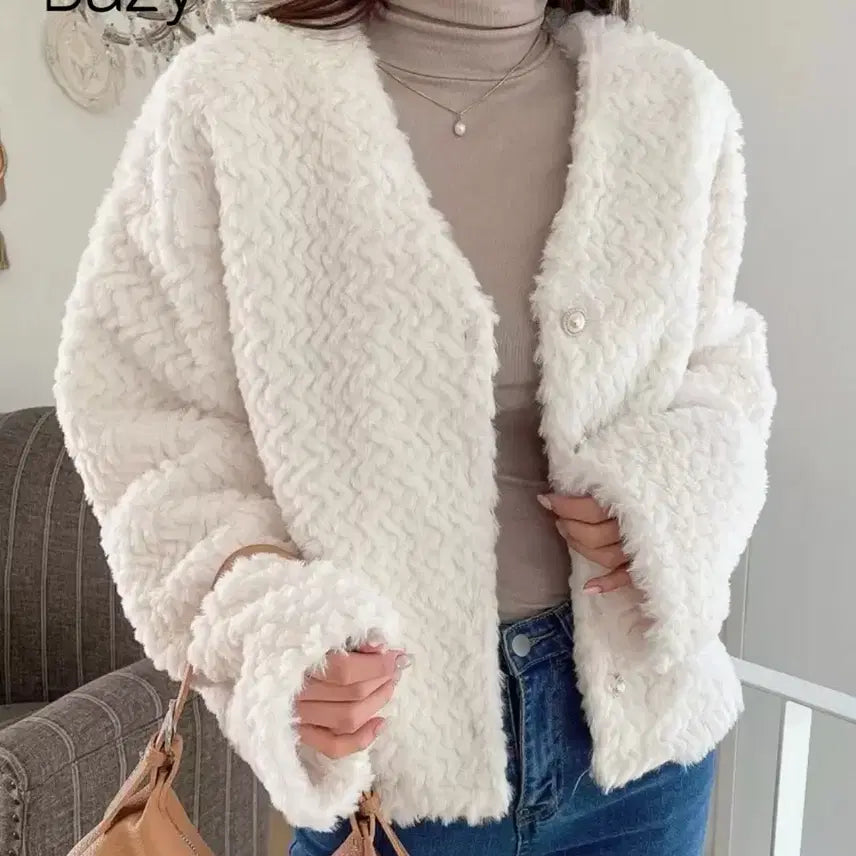 [BUNJANG] Shein Drop Shoulder Teddy Fur Jacket / 쉬인 드롭숄더 테디 퍼자켓