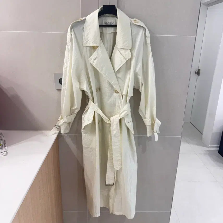 [BUNJANG] Sanyo Ivory Trench Coat / 산요 아이보리 트렌치코트