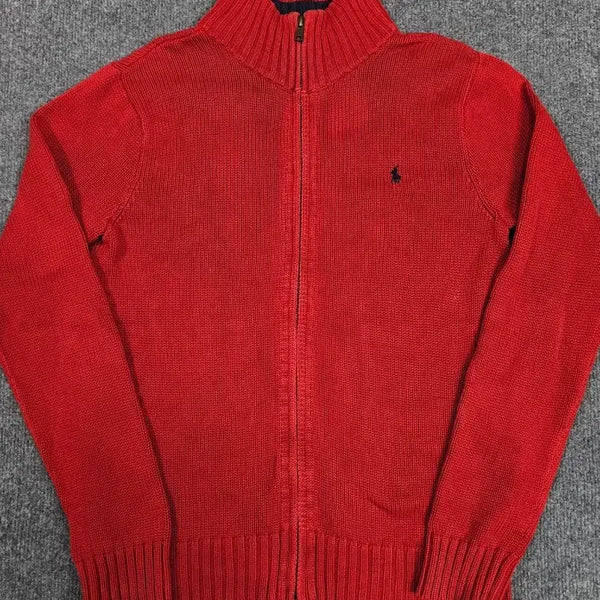 [BUNJANG] Polo Ralph Lauren Red Knit Zip-Up Sweater / 폴로 랄프로렌 레드 롱슬리브 니트 집업 급처