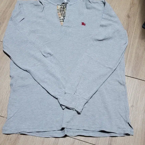 [BUNJANG] Burberry 90s Vintage Men's Grey Long-Sleeve PK T-Shirt / 90s 빈티지 버버리 남성 회색 긴팔 pk 티셔츠