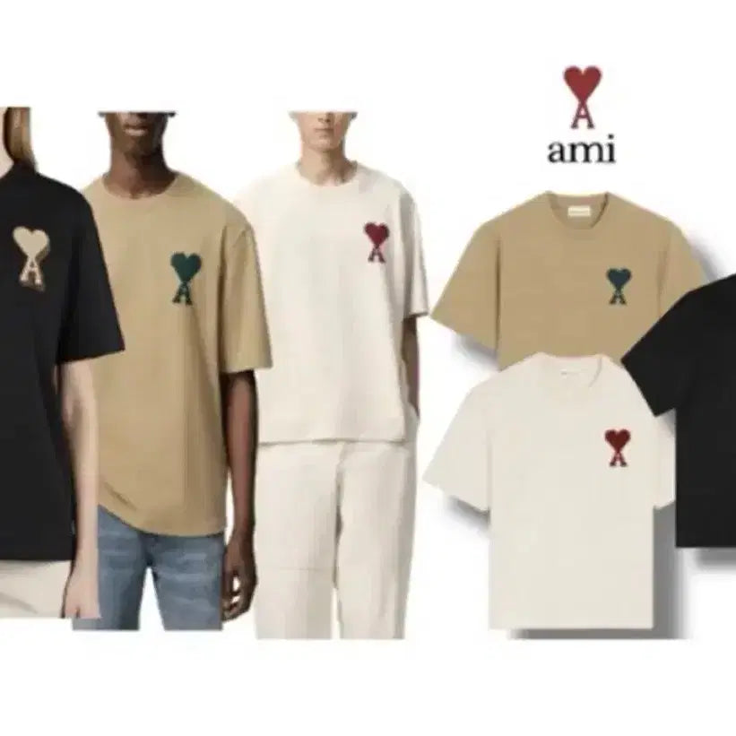 [BUNJANG] AMI Big Logo T-Shirt (Black, Beige, Ivory) / AMI 빅로고 반팔티 블랙/베이지/아이보리 오버핏 L