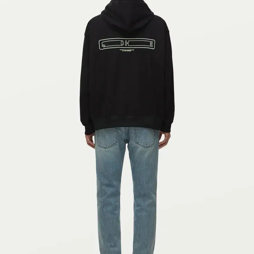 [BUNJANG] Solid Homme Black Hoodie with Back Logo Embroidery / 솔리드옴므 블랙 백로고 자수 후디