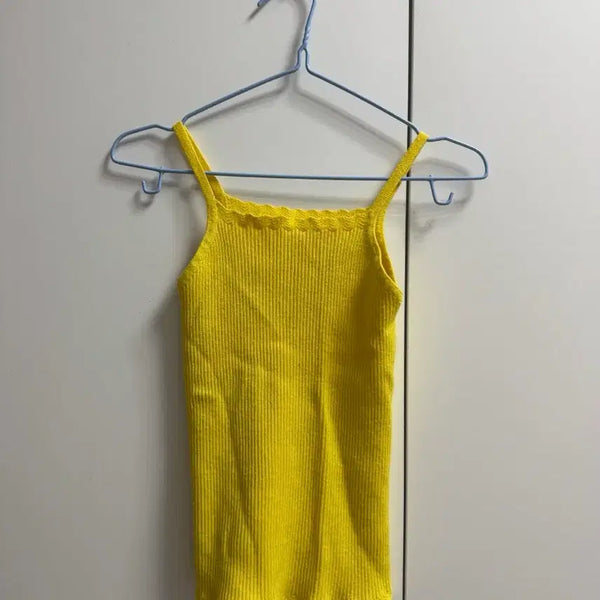 [BUNJANG] Yellow Ribbed Knit Tank Top / 옐로우 골지 니트 나시탑