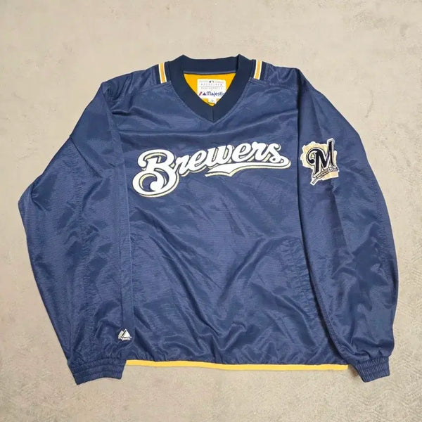 [BUNJANG] MLB Milwaukee Brewers Warm-up Jacket / MLB 마제스틱 밀워키 브루어스 웜업