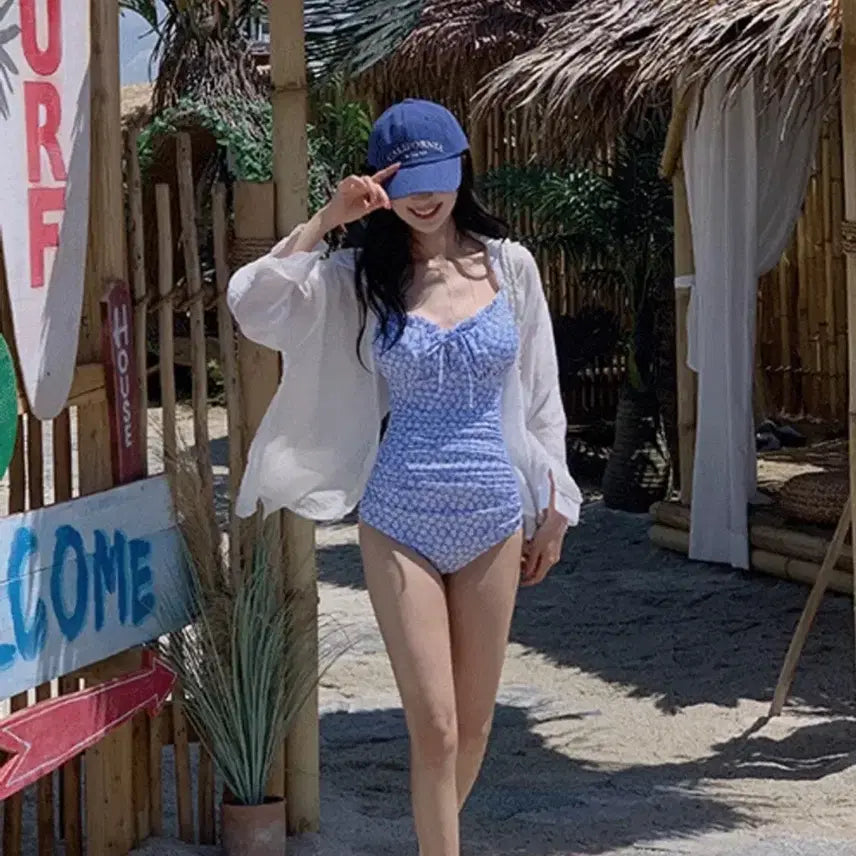 [BUNJANG] Blue Flower Monokini / [무료배송] 블루플라워 모노키니