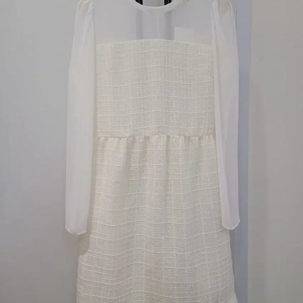 [BUNJANG] Sorry Too Much Love White See-Through Sleeve Dress / 쏘리투머치러브 화이트 시스루 소매 원피스 55~55반 택달린새제품