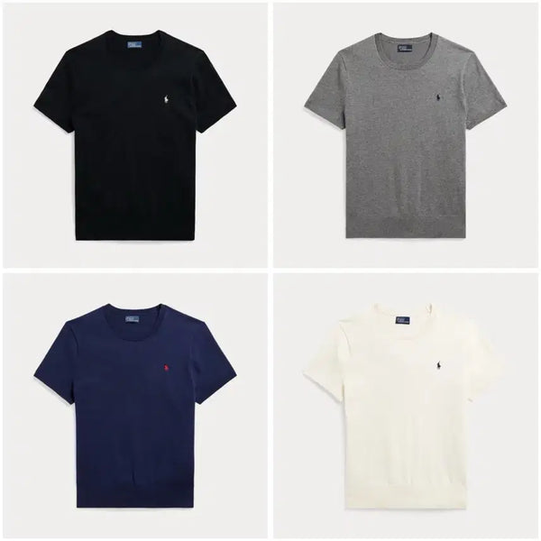[BUNJANG] Polo Ralph Lauren Pony Women's Short Sleeve Cotton Blend Sweater Knit / 무배 폴로 랄프로렌 포니 여성 반소매 스웨터 니트