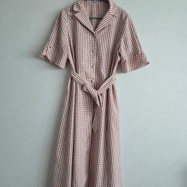 [BUNJANG] Arnold Baxini Check Shirt Long Dress / 아놀드바시니체크 셔츠원피스