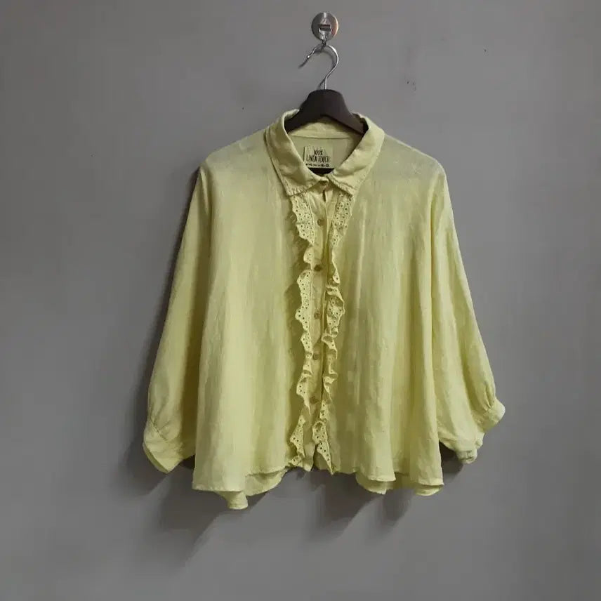 [BUNJANG] Italian 100% Linen Frill Shirt Free Size / 이탈리아 100% 린넨터치 프릴 셔츠 free