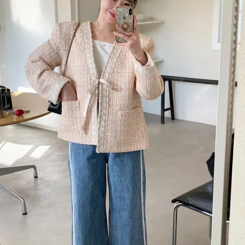 [BUNJANG] Byciny Gift Tweed Jacket (Orange) / 바이씨니 기프트트위드 자켓 (오렌지)