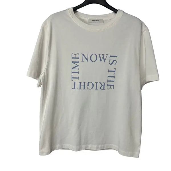 [BUNJANG] Eight Seconds Women's Printed White Short Sleeve T-Shirt / M 에잇세컨즈 여성 프린팅 화이트 반팔 티셔츠