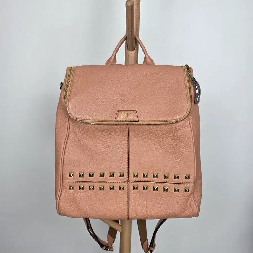 [BUNJANG] Daks Women's Genuine Leather Studded Backpack Pink / 닥스 여성 통가죽 스터드 백팩 핑크 / 상태 좋음