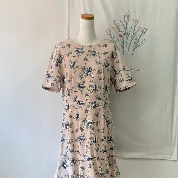 [BUNJANG] Mixxo Flower Pattern Indie Pink Midi Dress / 미쏘 플라워 패턴 인디핑크 미디 원피스