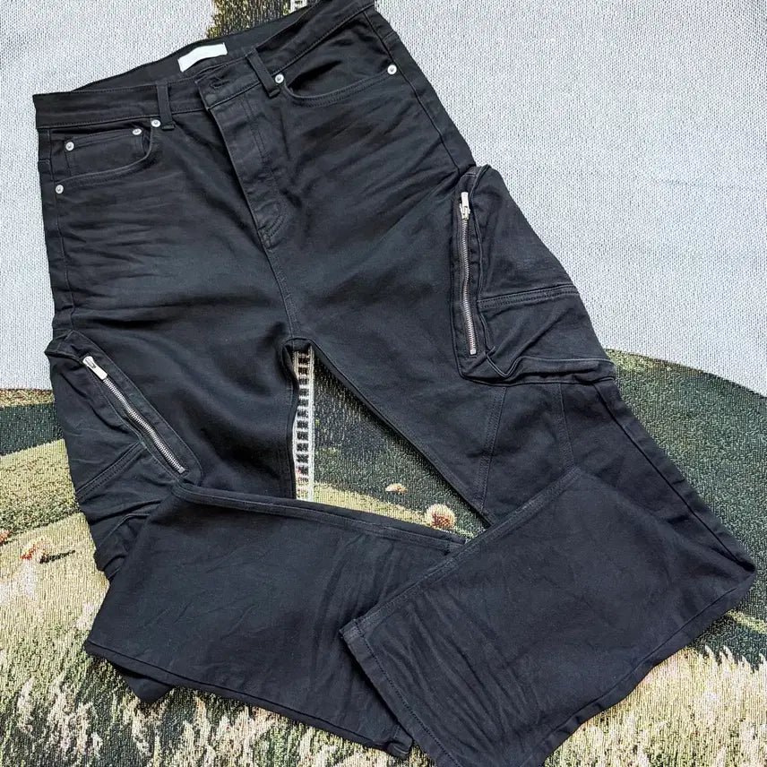 [BUNJANG] Undermycar Zerov Embossed Tactic Flared Jeans Sharkskin Size 1 / 언더마이카 제로브 엠보스드 택틱 플레어드진 샤크스킨 1 SIZE