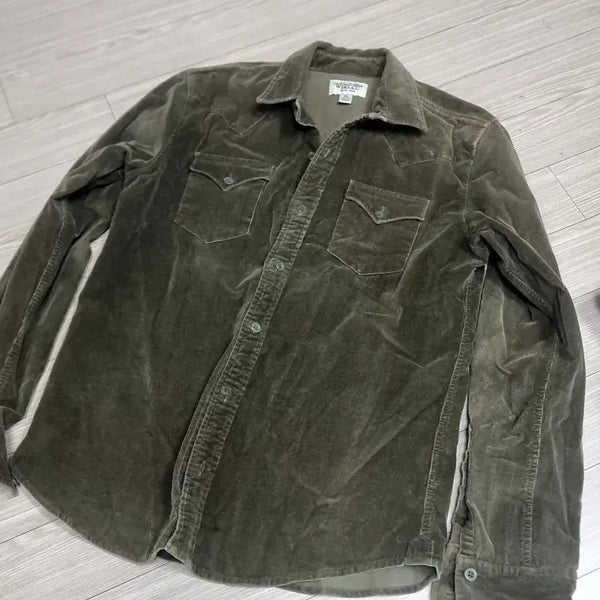 [BUNJANG] WHO.AU Velvet Western Corduroy Shirt Khaki (Size 100) / WHO.AU 벨벳 웨스턴 코이로듀 셔츠 카키(100)