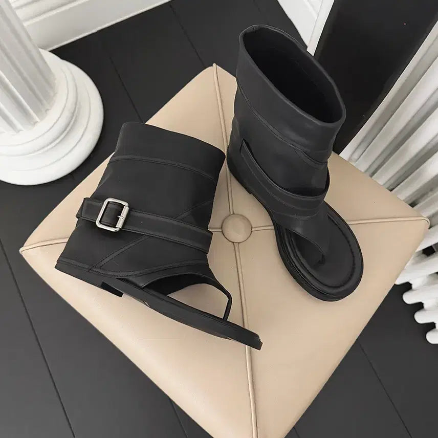 [BUNJANG] Washed Fabric Vintage Jjori Boots - Black / @9591 워싱원단 빈티지 쪼리부츠-블랙1칼라