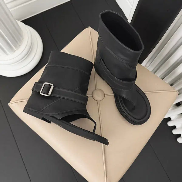 [BUNJANG] Washed Fabric Vintage Jjori Boots - Black / @9591 워싱원단 빈티지 쪼리부츠-블랙1칼라