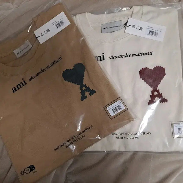 [BUNJANG] AMI Big Logo Short Sleeve T-shirt Cream/Beige / 아미 빅로고 반팔티 크림.베이지