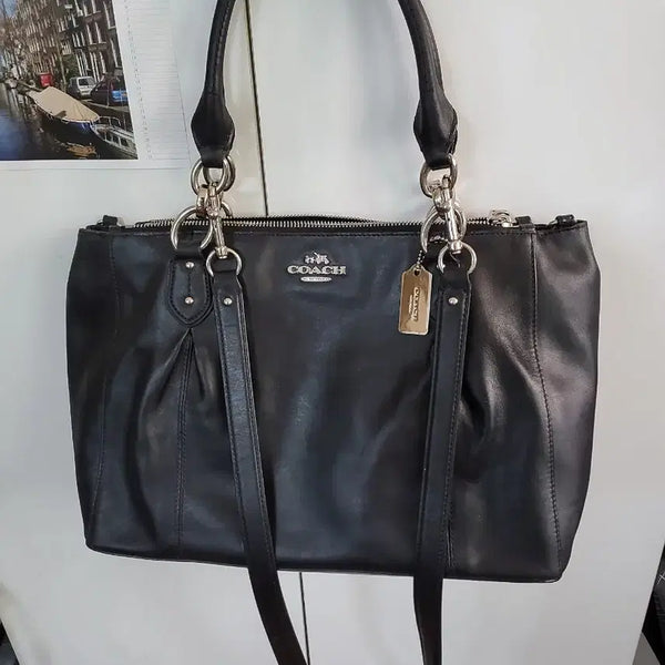 [BUNJANG] Coach Black Leather Tote Bag Shoulder Bag / 코치 블랙 가죽 토트백 숄더백