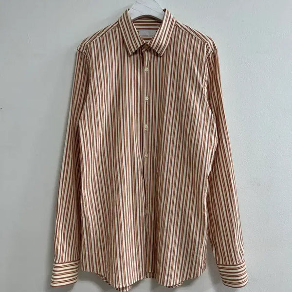 [BUNJANG] Prada Brown Stripe Long Sleeve Shirt / Prada 프라다 스트라이프 긴팔 셔츠