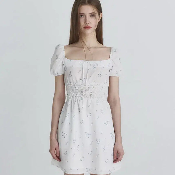 [BUNJANG] Not Your Rose Rosy Puff Dress White Floral Mini Dress / 낫유어로즈 로지 퍼프 드레스 화이트 원피스 꽃무늬