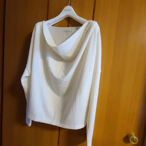 [BUNJANG] LOFT Ivory Ribbed Knit T-Shirt / LOFT 아이보리 골지 니트 티셔츠새상품