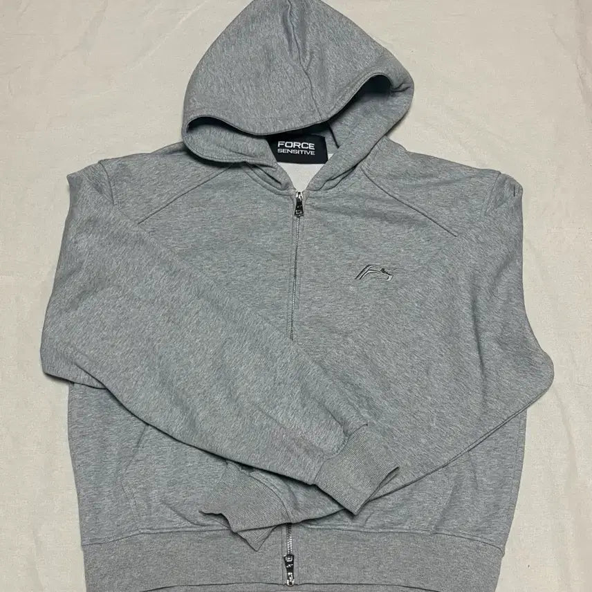 [BUNJANG] Force Sensitive Cropped Hoodie Zip-Up (Gray, Size M) / 포스 센스티브 후드집업 1 사이즈