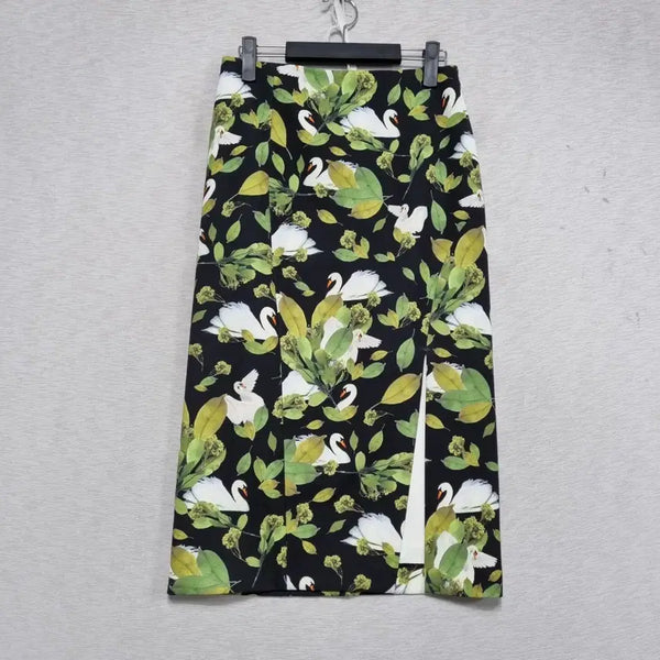 [BUNJANG] Bimbi Lola Midi Skirt Swan Pattern / ㅡ 빔바이롤라 스커트 여26인치ㅡ0513