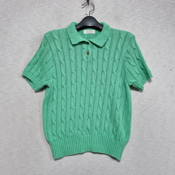 [BUNJANG] Til-i-Dye Cable Knit Collar T-Shirt (Women's 55) / ㅡ 틸아이다이 꽈배기 카라 니트 여55ㅡ0513