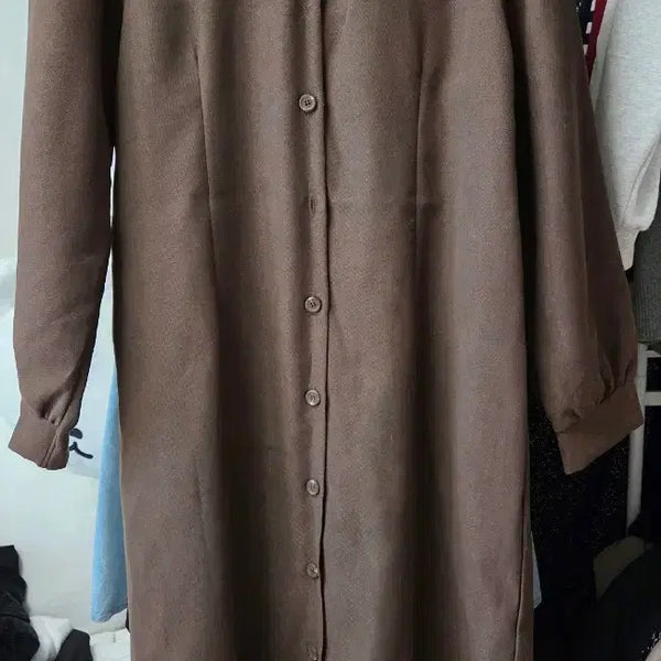 [BUNJANG] Brown Long Puff Sleeve Dress / 브라운 롱 원피스