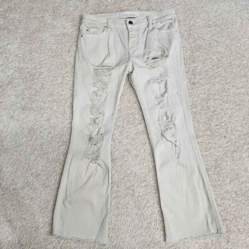 [BUNJANG] IRO JEANS Distressed White Denim Bootcut Jeans (Size 27) / [정품] IRO JEANS 디스트로이드 화이트진 데님 부츠컷 27