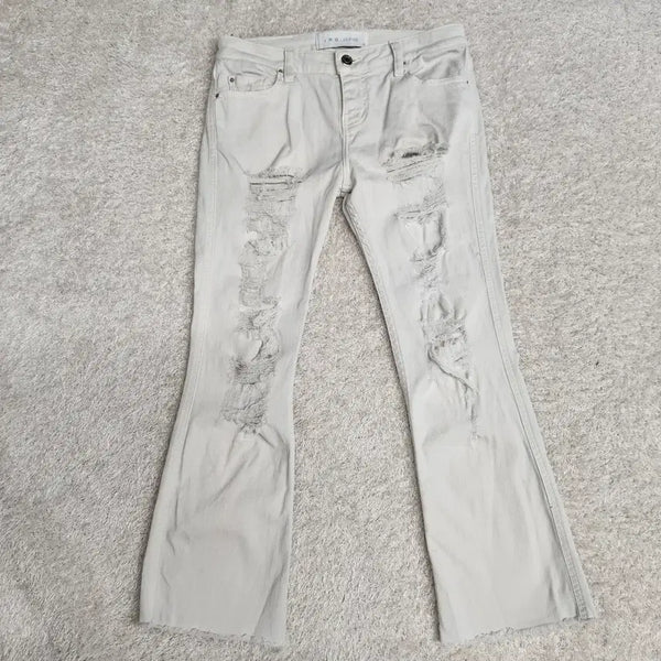 [BUNJANG] IRO JEANS Distressed White Denim Bootcut Jeans (Size 27) / [정품] IRO JEANS 디스트로이드 화이트진 데님 부츠컷 27