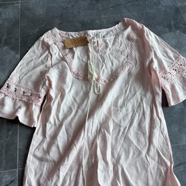 [BUNJANG] Lace Pink Blouse / 레이스 핑크색 블라우스