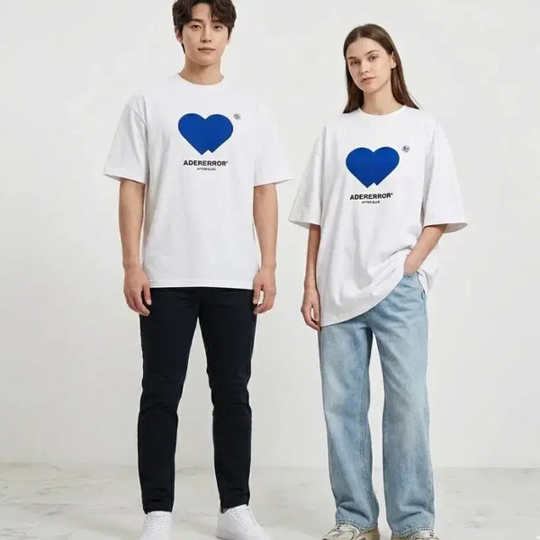 [BUNJANG] Ader Error Twin Heart Logo T-Shirt White Unisex / 아더에러 트윈 하트 로고 화이트 티셔츠 F (남녀공용)