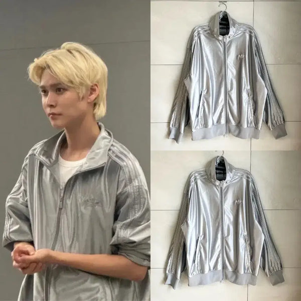 [BUNJANG] RIIZE Eunseok Wear Adidas Oversized Firebird Light Onyx Jersey L / [라이즈 은석 착용] 아디다스 오버사이즈 파이어버드 라이트 오닉스 져지