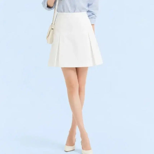 [BUNJANG] Max Mara White Pleated Cotton Skirt / [정품] 막스마라 화이트 플리츠 스커트 (27~28추천)