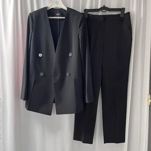 [BUNJANG] A+G Black Double Button Suit Set Size 44 / 새옷) 여름옷 A+G 블랙 더블 버튼 정장 세트 44