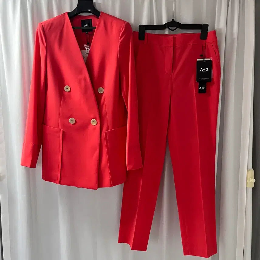 [BUNJANG] A+G Red Double-Button Suit Set (Size 44) / 새옷) 여름옷 A+G 레드 더블 버튼 정장 세트 44