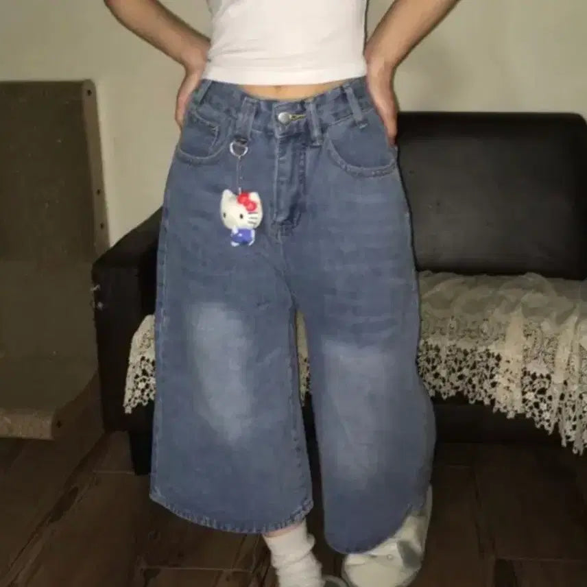 [BUNJANG] Mid-Length 8-Minute Bermuda Denim Pants / 미디기장 8분 버뮤다 데님 팬츠