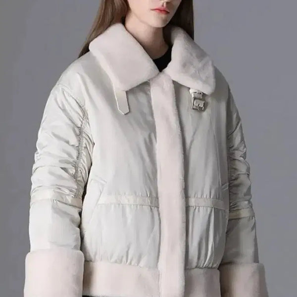 [BUNJANG] Australian Natural Wool Trimming Goose Down Padded Jacket / 호주산 천연양모 트리밍 구스다운