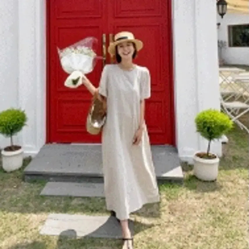 [BUNJANG] Mayblue Linen Dress - Oat Beige / 린넨원피스 (메이블루)