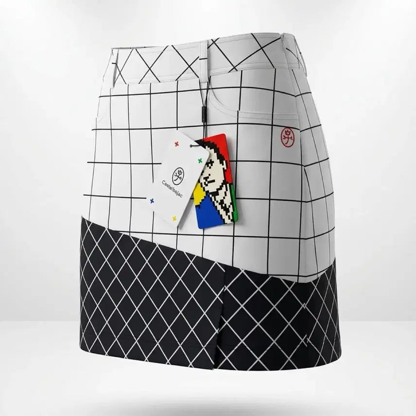 [BUNJANG] Castelbajac Women's Checkered Golf Skirt / 여성64/ 텍가15만9천 까스텔바작 바둑판 골프 스커트 첫구매팔로잉무배