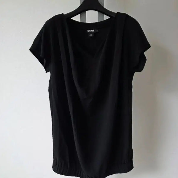 [BUNJANG] DKNY V-Neck Shirred Stretch Blouse - Size 66 / DKNY V넥 셔링 스판 티 블라우스-66(새상급)