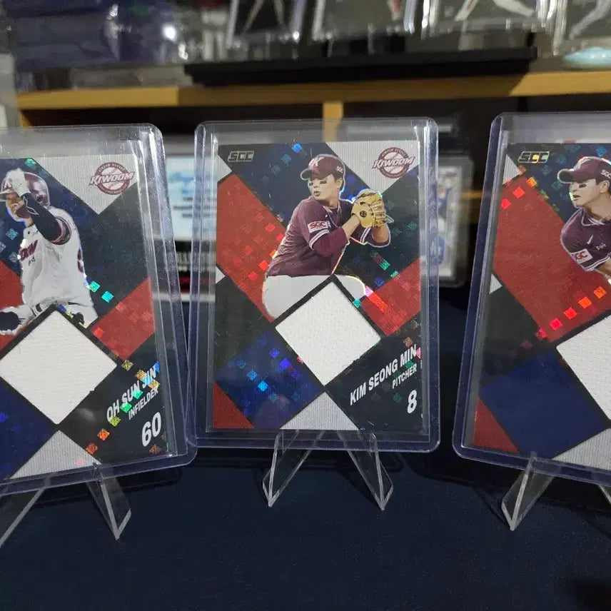 [BUNJANG] Kiwoom Heroes Sensation Patch Card Oh Sun-jin / Kim Sung-min / Ju Seung-woo Lot / 키움 히어로즈 센세이션 패치 카드 오선진/김성민/주승우 랏